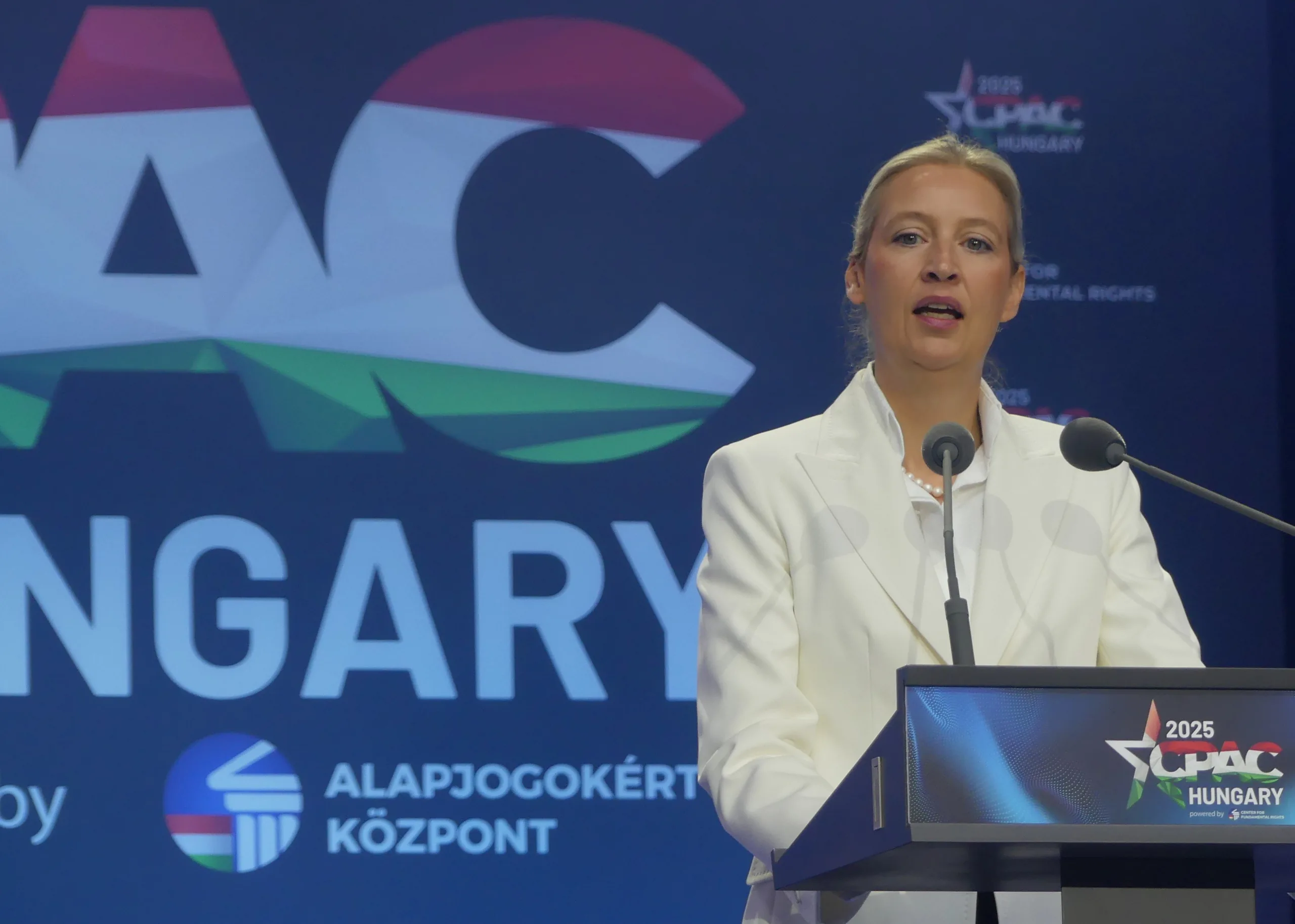 Alice Weidel bei einer Rede im Mai 2025