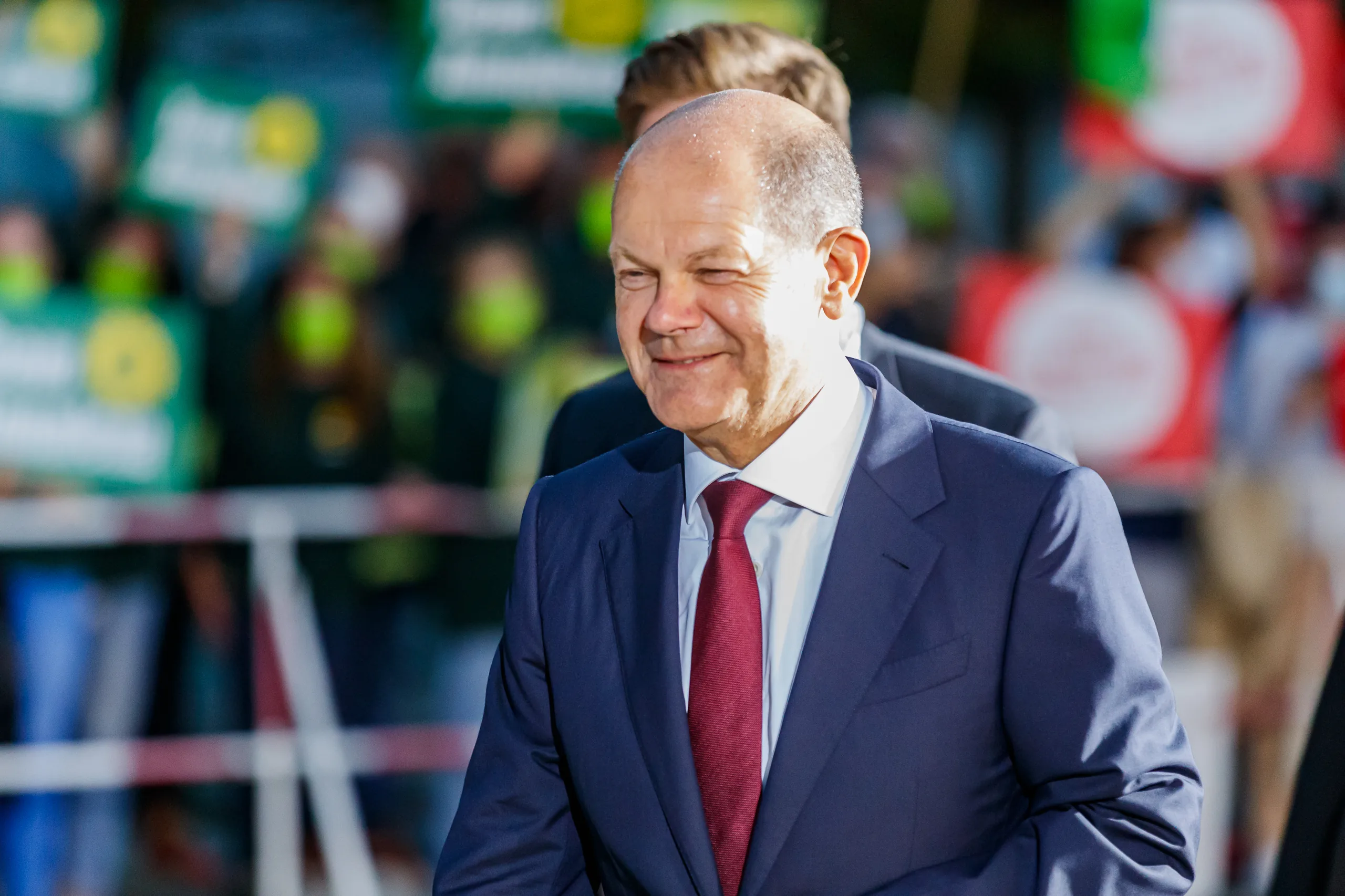Olaf Scholz, Kanzlerkandidat der SPD, vor dem TV-Triell am 12. September 2021