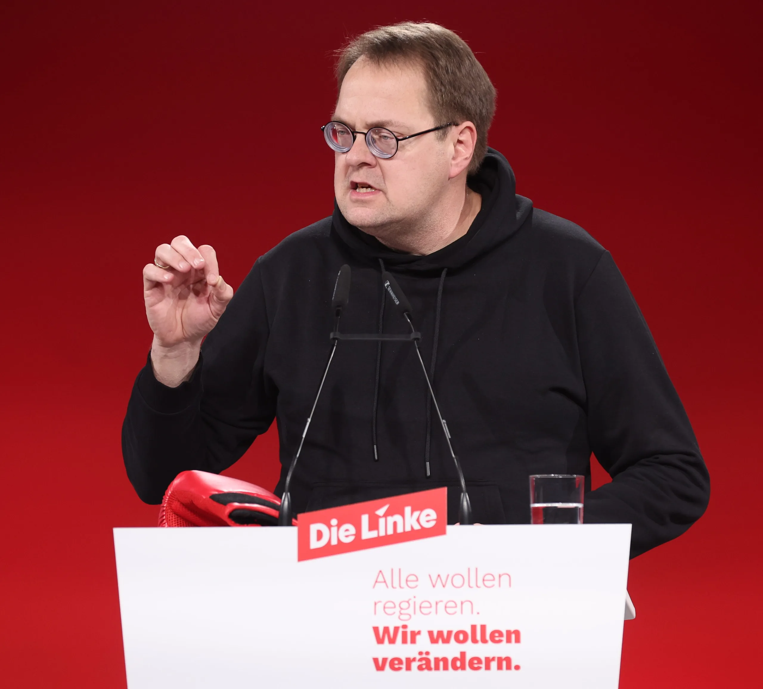 Sören Pellmann auf dem Bundesparteitag der Linken im Januar 2025