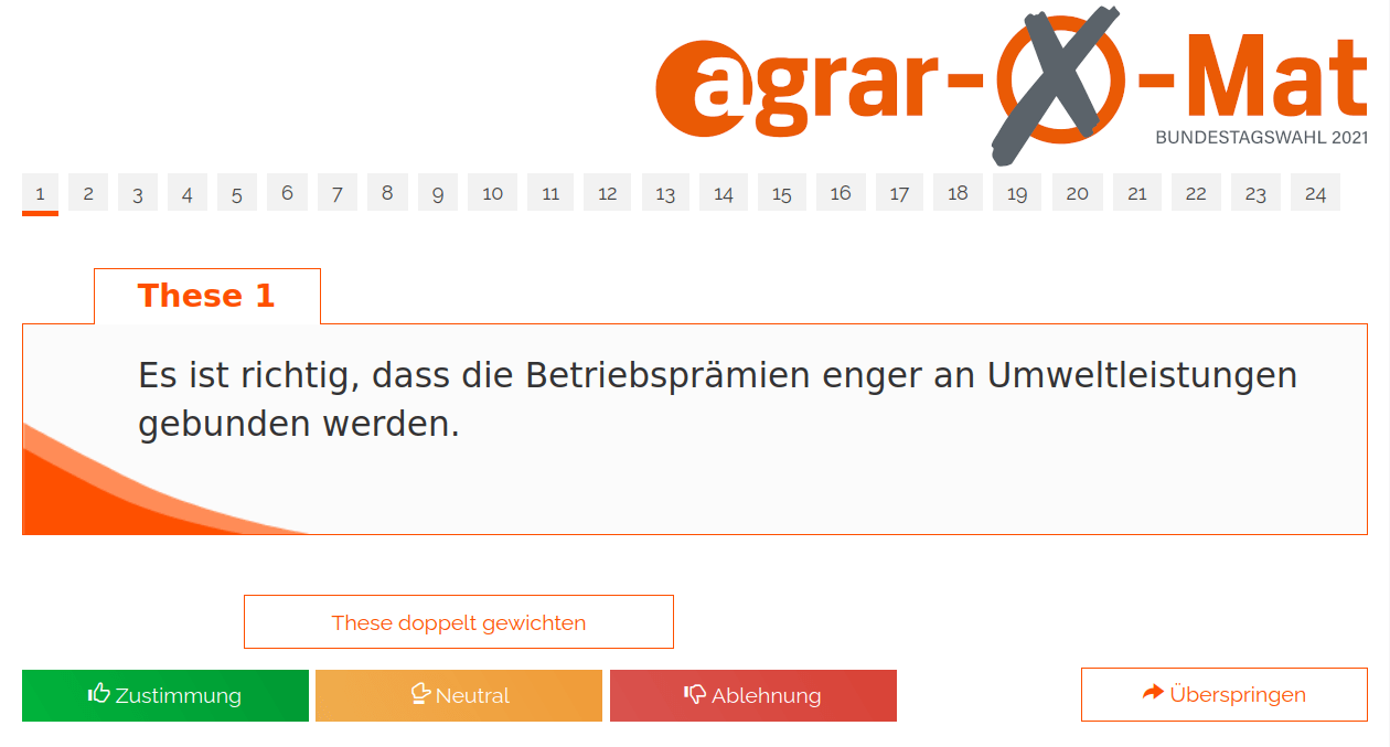 Agrar-O-Mat zur Bundestagswahl 2021