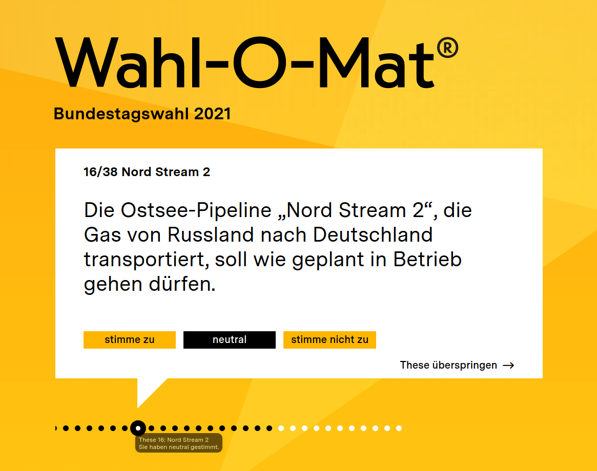 Wahl-O-Mat zur Bundestagswahl 2021: Beispiel einer These