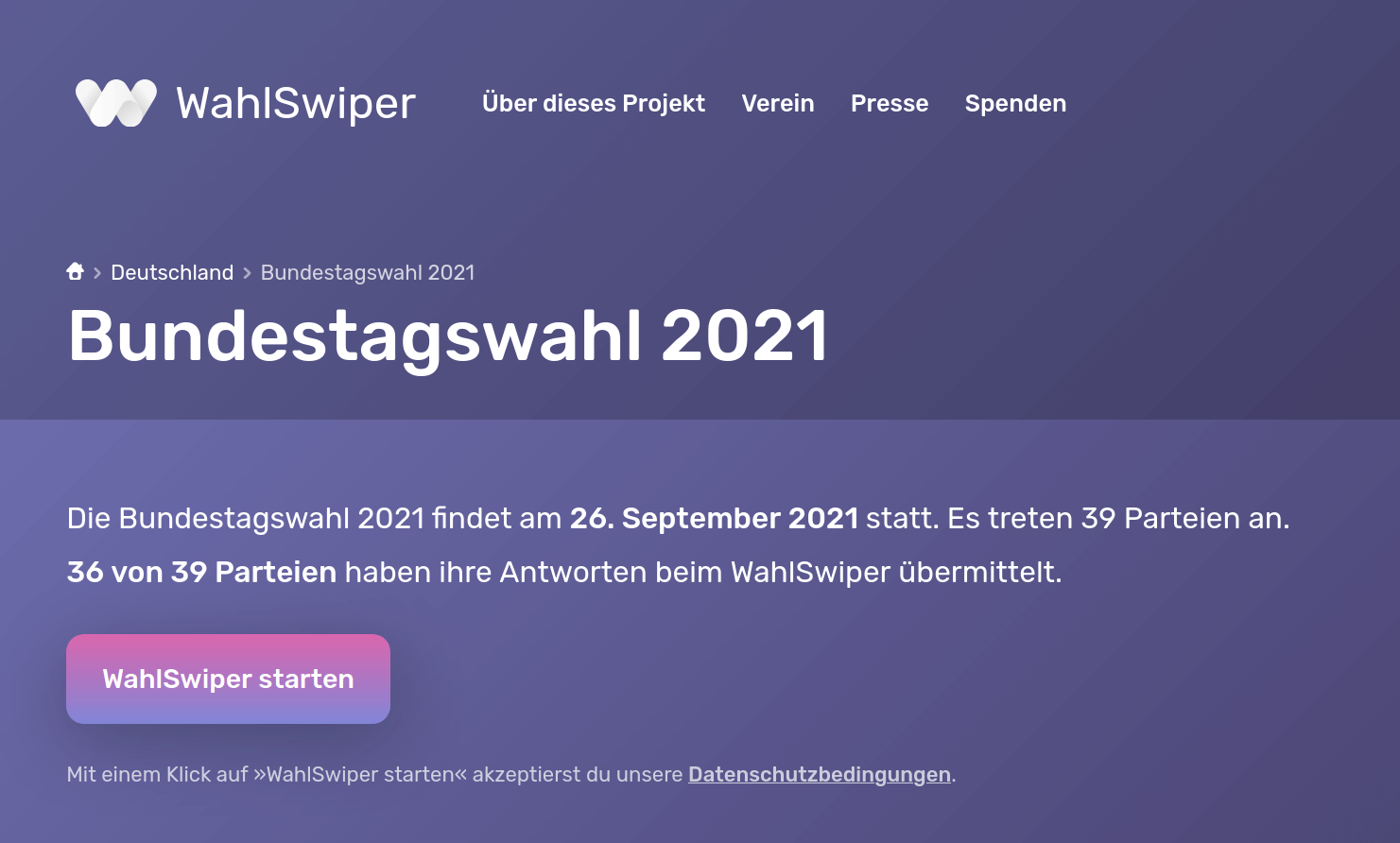 WahlSwiper zur Bundestagswahl 2021