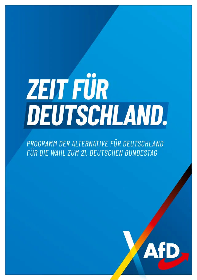 Titelseite des Wahlprogramms der AfD zur Bundestagswahl 2025