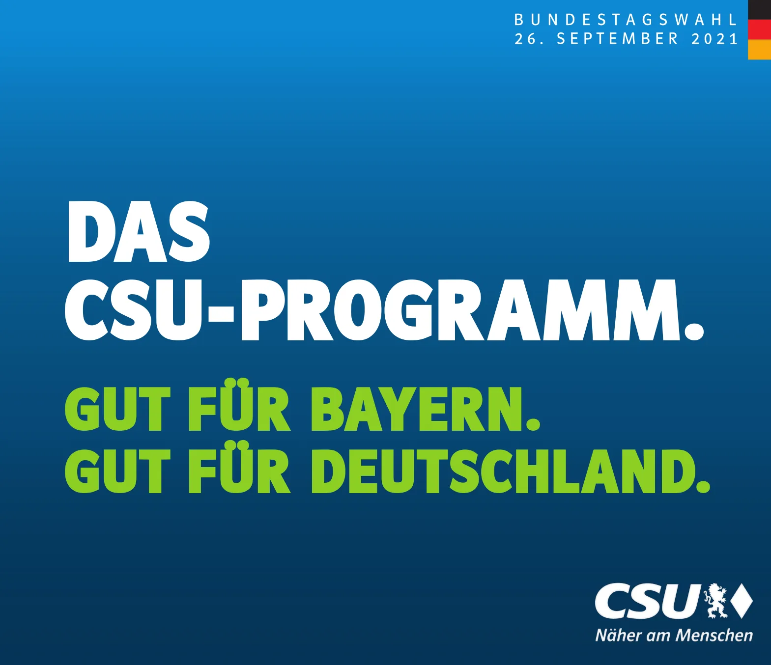Titelseite des CSU-Programms zur Bundestagswahl 2021