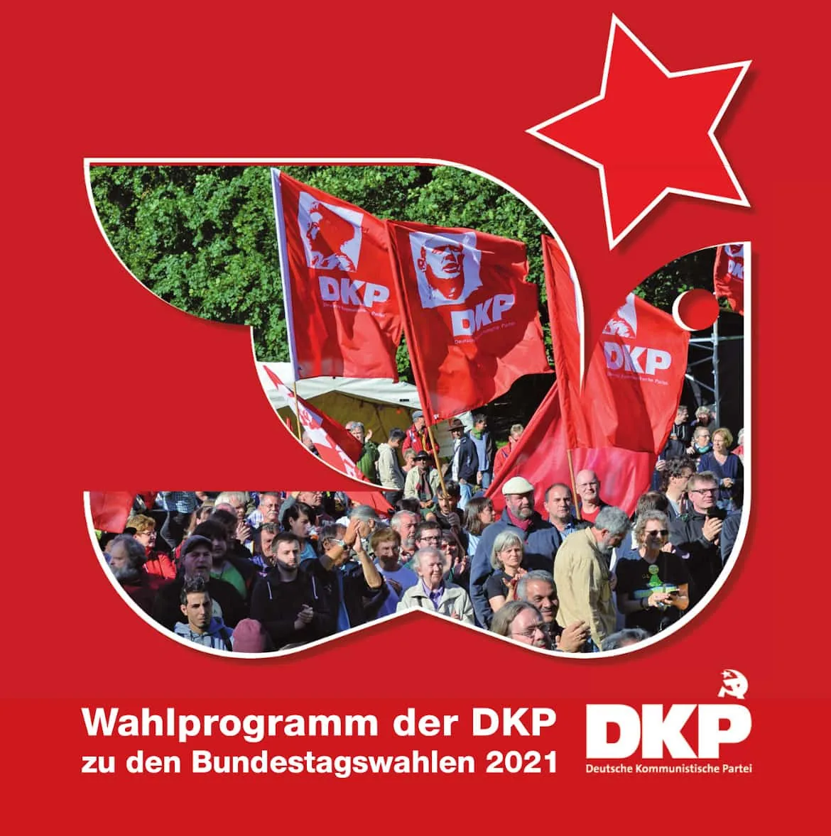 Titelmotiv des Wahlprogramms der DKP zu den Bundestagswahlen 2021