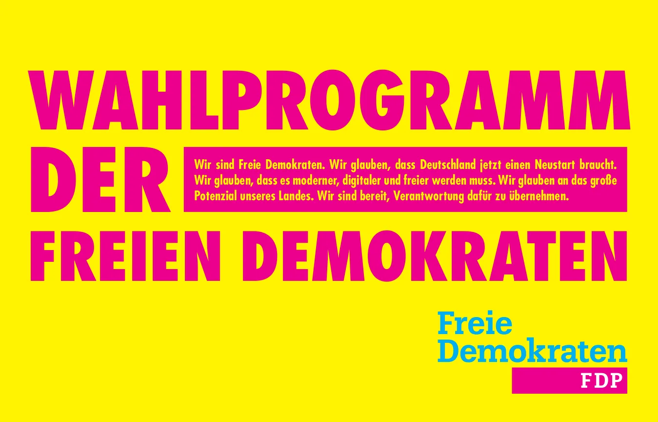 Titelseite des Wahlprogramms der FDP zur Bundestagswahl 2021