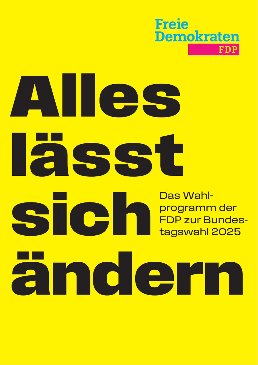 Titelseite des Wahlprogramms der FDP zur Bundestagswahl 2025