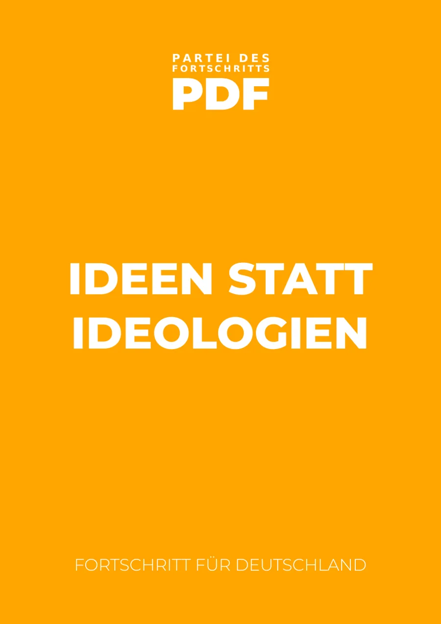 Titelseite des Wahlprogramms der Partei des Fortschritts zur Bundestagswahl 2025