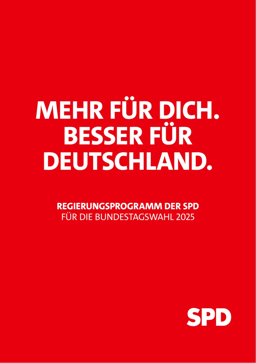 Titelseite des Regierungsprogramms der SPD zur Bundestagswahl 2025