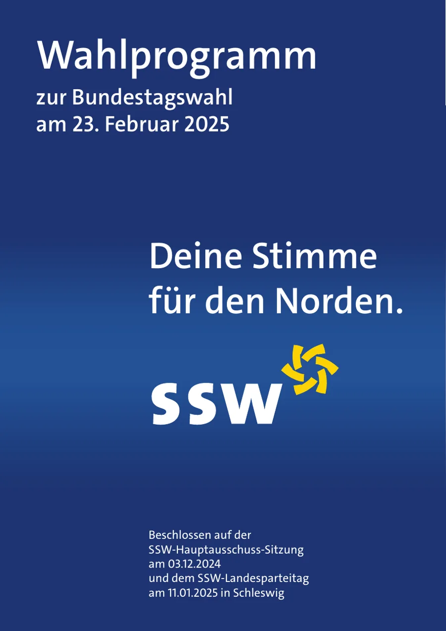 Titelseite des Wahlprogramms des SSW zur Bundestagswahl 2025