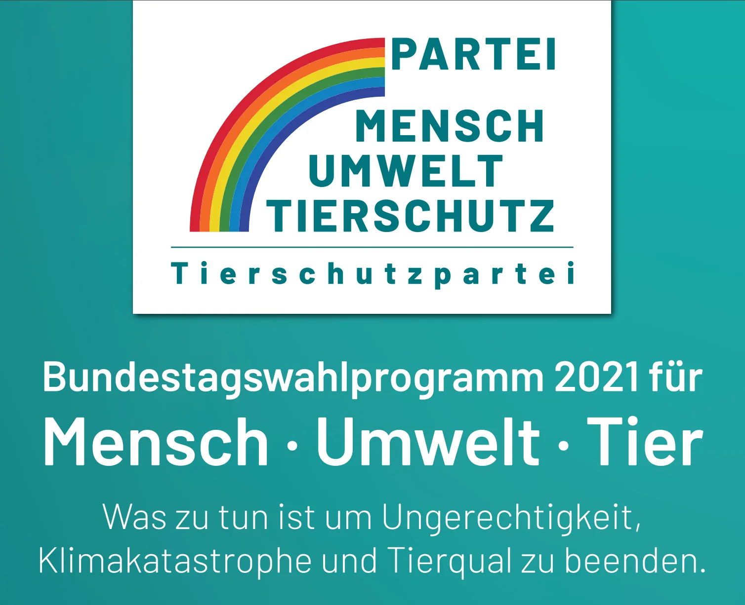 Titelmotiv des Bundestagswahlprogramms 2021 der Tierschutzpartei