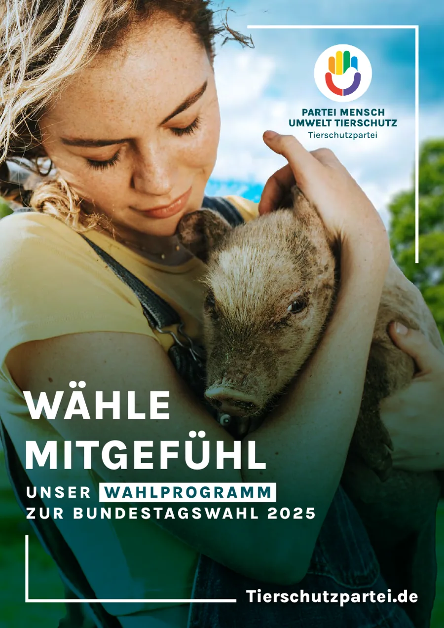 Titelseite des Wahlprogramms der Tierschutzpartei zur Bundestagswahl 2025