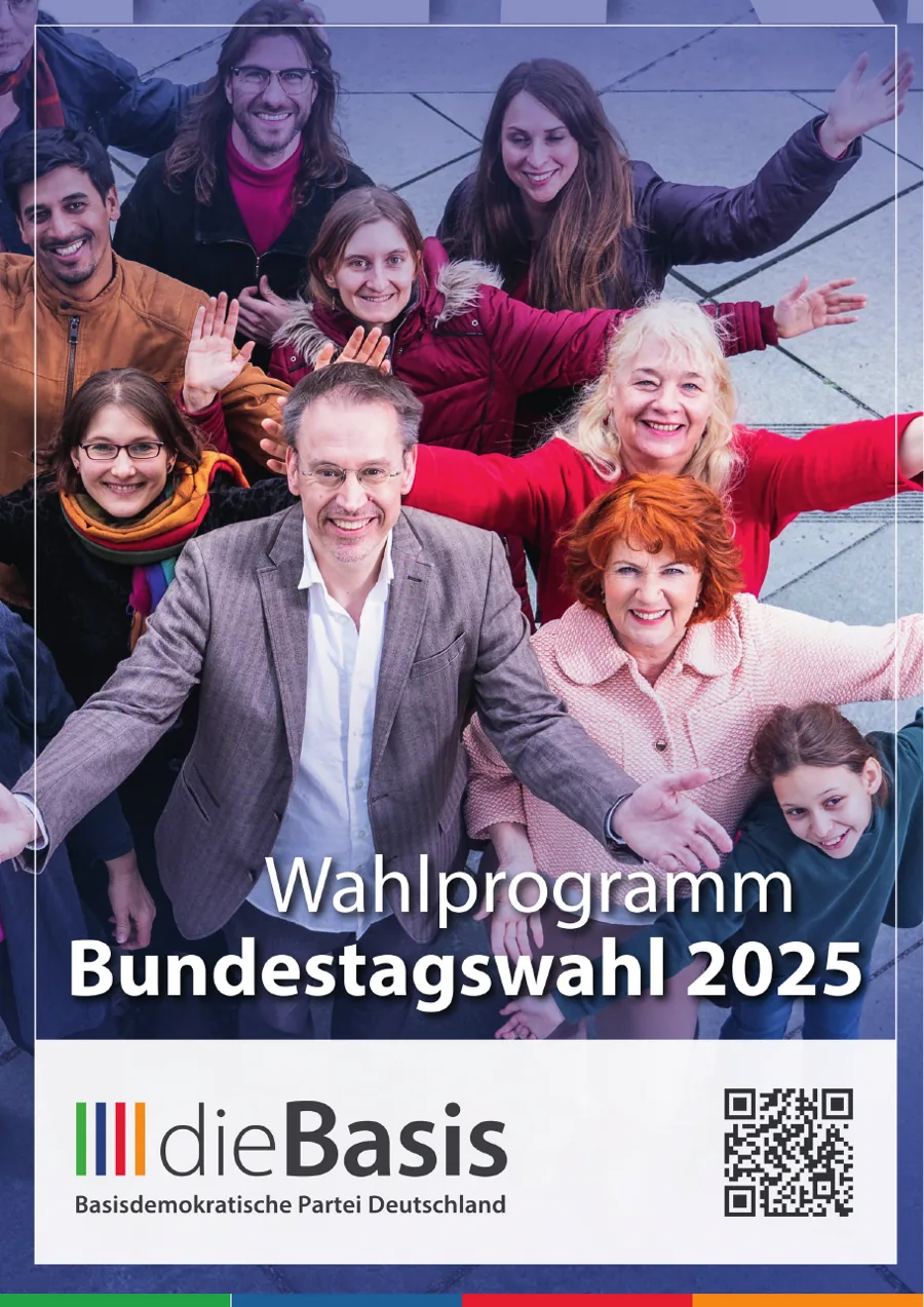 Titelseite des Wahlprogramms der Partei dieBasis zur Bundestagswahl 2025